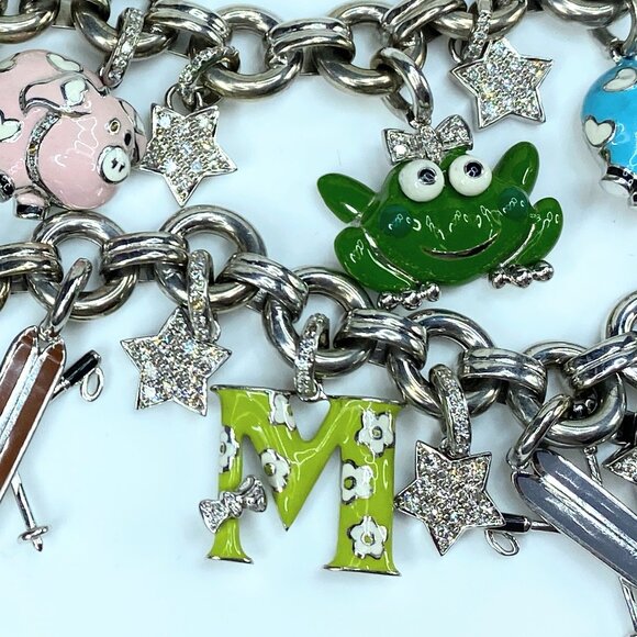 Aaron Basha 18k White Gold Enamel and Diamond Charm Necklace 20" 285.4g JR85754 - Picture 8 of 16